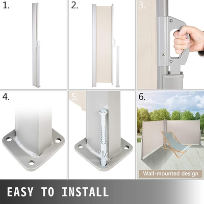 Bức màn hình bên sân thượng có thể kéo lại hai lần với vật liệu polyester hoạt động bằng tay
