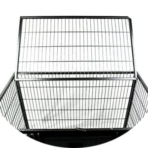 Chó lớn Heavy Duty kim loại Kennel và hộp với bốn bánh xe trong màu đen rắn