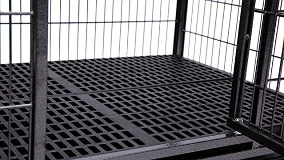 Chó lớn Heavy Duty kim loại Kennel và hộp với bốn bánh xe trong màu đen rắn