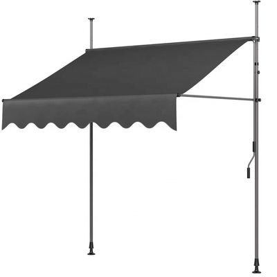 Polyester Fabric Balcony Manual Gearbox Awning với khung màu xám và điều trị chống tia cực tím