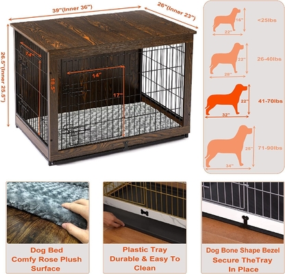 Hộp chó bằng gỗ hai cửa theo phong cách hiện đại 81 * 55 * 67cm cho đồ nội thất trang trí nhà