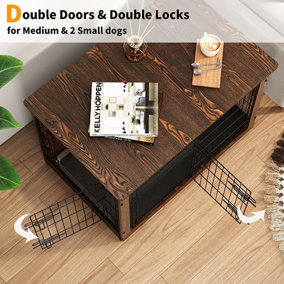 Hộp chó bằng gỗ hai cửa theo phong cách hiện đại 81 * 55 * 67cm cho đồ nội thất trang trí nhà