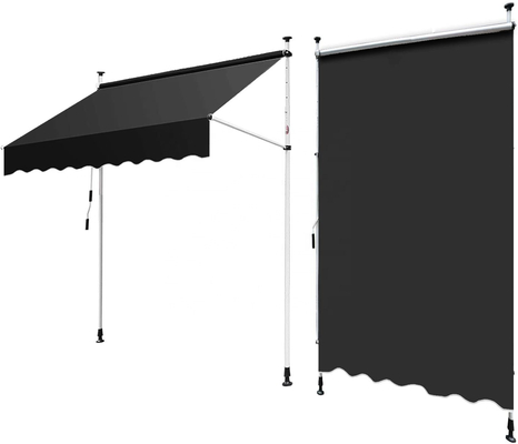 300x130cm vải polyester ngoài trời ban công Clamp Awning với khung sắt màu xám / đen