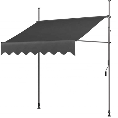 300x130cm vải polyester ngoài trời ban công Clamp Awning với khung sắt màu xám / đen