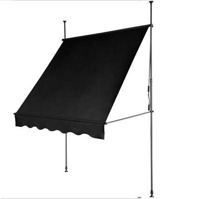 300x130cm vải polyester ngoài trời ban công Clamp Awning với khung sắt màu xám / đen