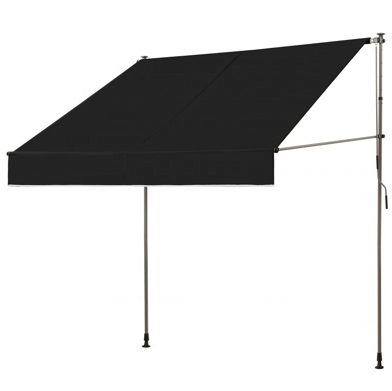 300x130cm vải polyester ngoài trời ban công Clamp Awning với khung sắt màu xám / đen